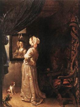 Frans Van Mieris The Elder : Woman before the Mirror